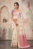 Amazing Off White Linen Woven Resham Designer Saree for Women