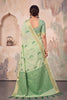 Graceful Pista Green Linen Woven Resham Designer Saree for Women