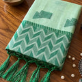 Graceful Pista Green Linen Woven Resham Designer Saree for Women