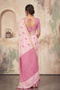 Beautiful Baby Pink Linen Woven Resham Designer Saree for Women