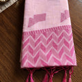 Beautiful Baby Pink Linen Woven Resham Designer Saree for Women