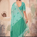 Graceful Aqua Blue Linen Woven Resham Designer Saree for Women
