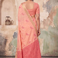Premium Peach Linen Woven Resham Designer Saree for Women