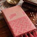 Premium Peach Linen Woven Resham Designer Saree for Women