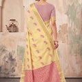 Graceful Lemon Yellow Linen Woven Resham Designer Saree for Women