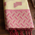 Graceful Lemon Yellow Linen Woven Resham Designer Saree for Women