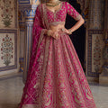 Luxury Rani Pink Designer Bridal Lehenga Choli with Embroidery Work and Net Dupatta
