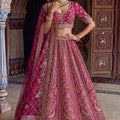 Luxury Rani Pink Designer Bridal Lehenga Choli with Embroidery Work and Net Dupatta
