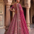 Luxury Rani Pink Designer Bridal Lehenga Choli with Embroidery Work and Net Dupatta