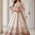 Charming Off White Designer Bridal Lehenga Choli with Heavy Embroidery Work and Net Dupatta
