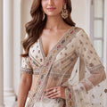 Charming Off White Designer Bridal Lehenga Choli with Heavy Embroidery Work and Net Dupatta