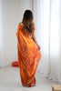 Stunning Rust Orange Fendy Satin Saree Embroidery Work for Women