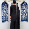 Premium Black Chinon Palazzo Suit Heavy Embroidery Work Dupatta