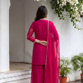 Beautiful Rani Pink Chinon Palazzo Suit Heavy Embroidery Work Dupatta