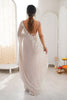 Elegant Cream Chiffon Saree Sequin Beads Work for Wedding