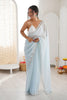 Royal Sky Blue Chiffon Saree Sequin Beads Work for Wedding