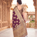 Beautiful Wine Viscose Silk Weaving Jari Saree for Wedding
