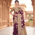 Beautiful Wine Viscose Silk Weaving Jari Saree for Wedding