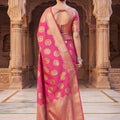 Beautiful Rani Pink Viscose Silk Weaving Jari Saree for Wedding