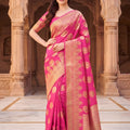 Beautiful Rani Pink Viscose Silk Weaving Jari Saree for Wedding