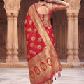 Elegant Red Viscose Silk Weaving Jari Saree for Wedding