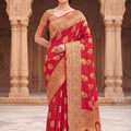 Elegant Red Viscose Silk Weaving Jari Saree for Wedding