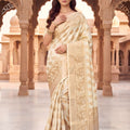 Premium Off White Viscose Silk Weaving Jari Saree for Wedding
