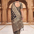 Exclusive Black Viscose Silk Weaving Jari Saree for Wedding