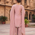 Elegant Baby Pink Viscose Designer Embroidery Work Palazzo Suit