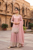 Elegant Baby Pink Viscose Designer Embroidery Work Palazzo Suit