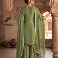 Gracefull Olive Green Viscose Designer Embroidery Work Palazzo Suit