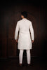 Stylish Off White Cotton Designer Kurta Pyjama Set for Men with Jacquard Work