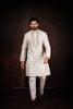 Stylish Off White Cotton Designer Kurta Pyjama Set for Men with Jacquard Work