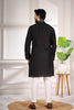 Stunning Black Cotton Designer Kurta Pyjama Set for Men with Jacquard Work