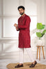Adorable Maroon Cotton Designer Kurta Pyjama Set for Men with Jacquard Work