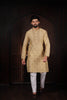Elegant Beige Cotton Designer Kurta Pyjama Set for Men with Jacquard Work