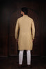 Elegant Beige Cotton Designer Kurta Pyjama Set for Men with Jacquard Work