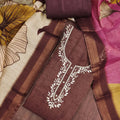 Premium Maroon Cotton Linen Simmer Hand Work for Women