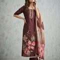 Premium Maroon Cotton Linen Simmer Hand Work for Women