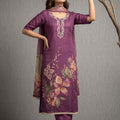Graceful Purple Cotton Linen Simmer Hand Work for Women