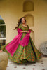 Stunning Green Digital Printed Silk Gown with Pink Dupatta for Women