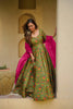 Stunning Green Digital Printed Silk Gown with Pink Dupatta for Women