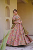 Elegant Peach Digital Printed Silk Gown with Matching Dupatta for Women