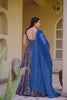Gorgeous Royal Blue Digital Printed Silk Gown with Matching Dupatta for Women