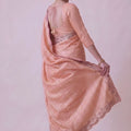 Elegant Peach Banarasi Silk Woven Designer Hand Work Saree for Women