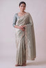 Premium Silver Banarasi Silk Woven Designer Hand Work Saree for Women