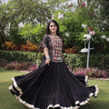 Elegant Black Cotton Designer Lehenga Choli with Kutchi Patch Work for Navratri
