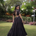 Elegant Black Cotton Designer Lehenga Choli with Kutchi Patch Work for Navratri