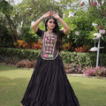 Elegant Black Cotton Designer Lehenga Choli with Kutchi Patch Work for Navratri