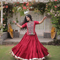 Stunning Rani Pink Cotton Designer Lehenga Choli with Kutchi Patch Work for Navratri